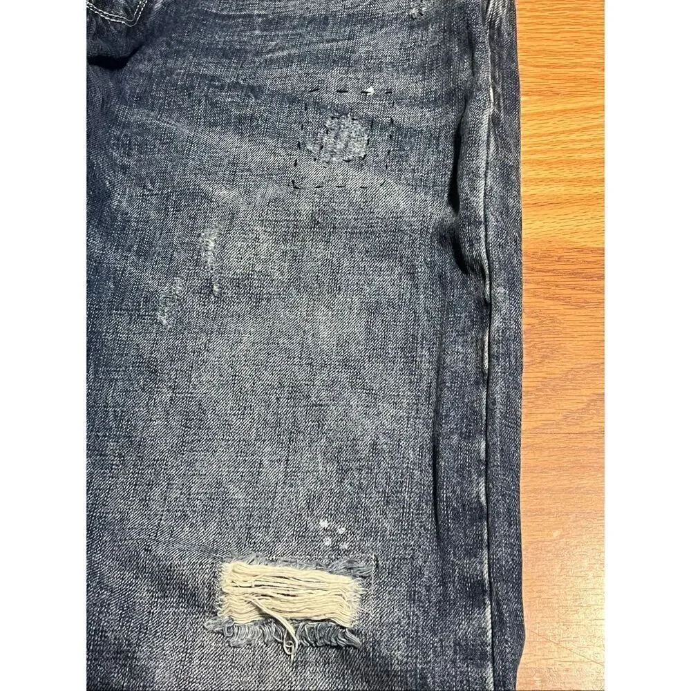 Armani J21 Regular Fit Distressed Button Fly Jeans